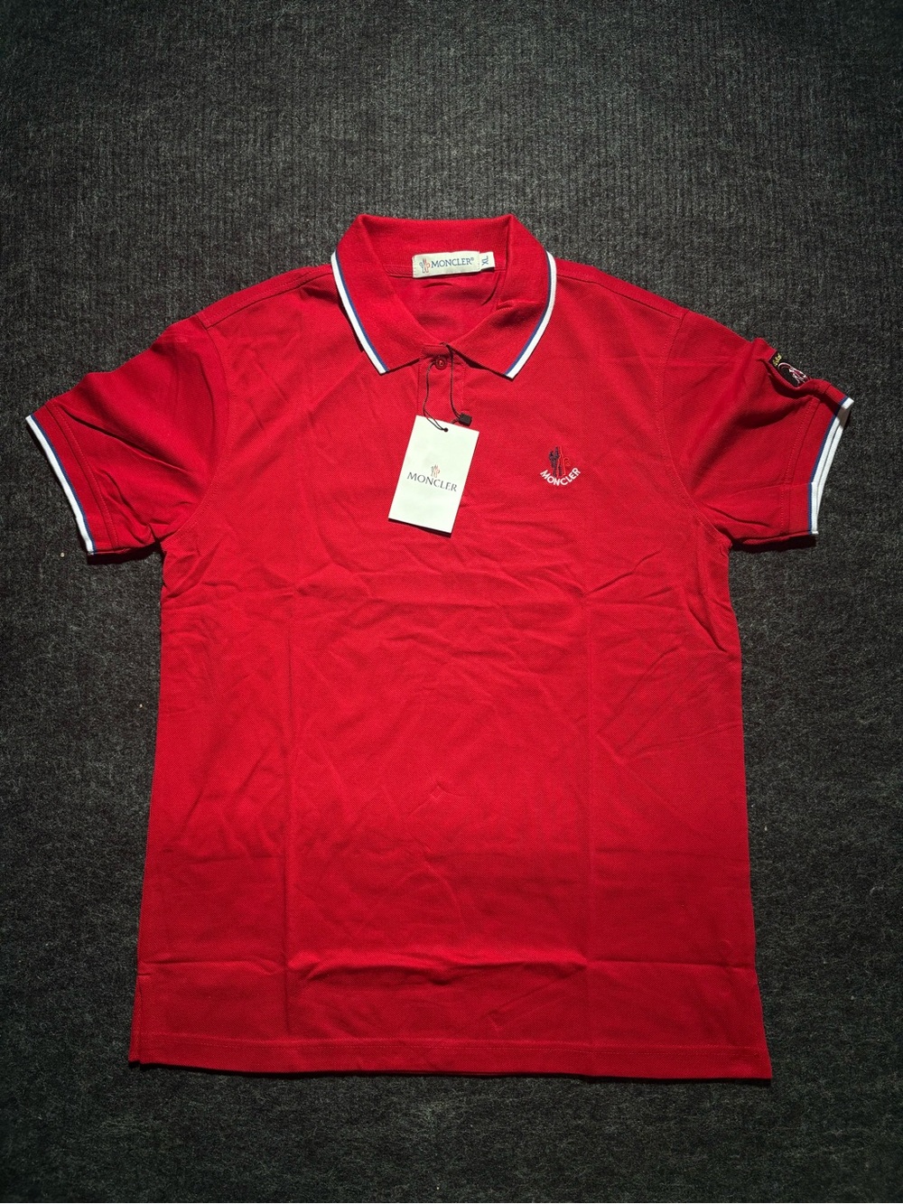 Moncler Men's Red Polo Shirt Size XL